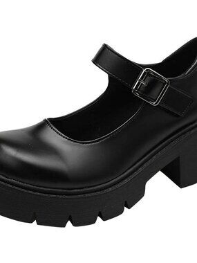 Women's Platform Mary Janes Chunky Heel Ankle Strap Uniform Dress Shoes Heeled G